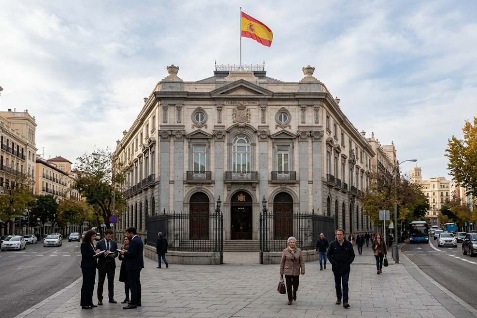 Fachada del Tribunal Supremo de España en Madrid, en el debate sobre el derecho al voto de los nacionalizados por la ley de nietos.